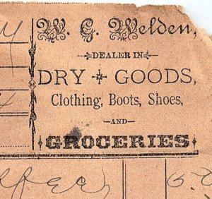 1884 ELM FLAT PATTONSBURG MO W.G. WELDON DRY GOODS  BILLHEAD INVOICE Z1237