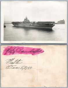 BRITISH AIRCRAFT CARRIER MALTA 1946 VINTAGE REAL PHOTO POSTCARD RPPC