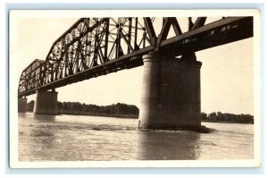 Railroad Bridge Near Miles City MT Montana RPPC Real Photo Postcard