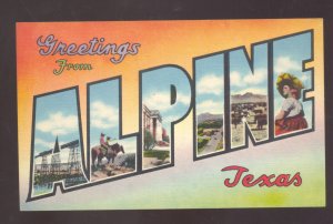 GREETINGS FROM VAN HORN TEXAS VINTAGE LARGE LETTER LINEN POSTCARD