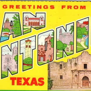 c1970s San Antonio, TX Greetings from Texas Alamo Large Letter Art 4x6 PC M15