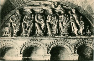 Vtg Postcard Norman Carving of Apostles in Malmesbury Abbey Porch Salisbury UK