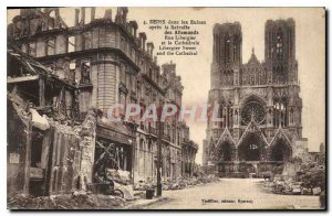 Old Postcard Militaria Reims in ruins after the retirement of Libergier Allma...