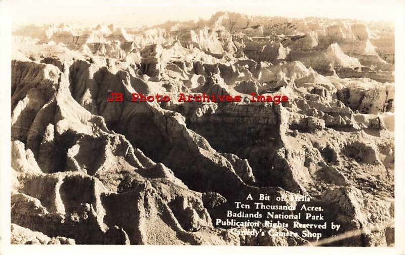 SD, Badlands National Park, South Dakota, RPPC, Hells Ten Thousand Acres, Photo