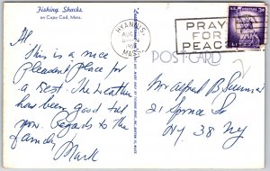 Cape Cod Massachusetts MA, 1956 Fishing Shacks, Small Rustic Structure, Postcard