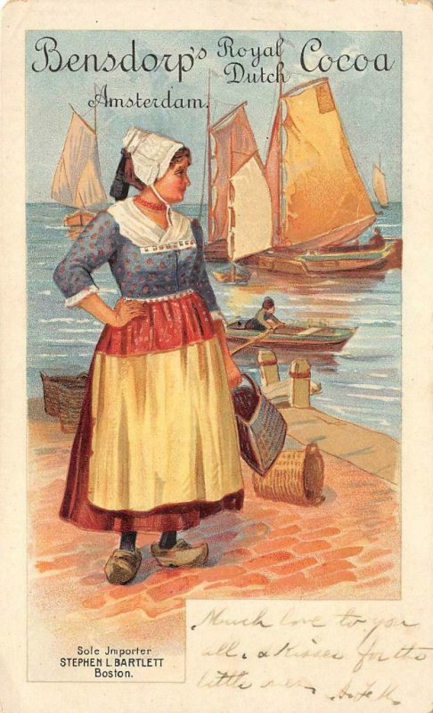 BENSDORP'S ROYAL DUTCH COCOA Amsterdam Bartlett Boston 1900s Ad Vintage Postcard