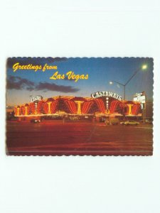 Las Vegas, NV Castaways Casino Twilight View 1982 Postmark Continental Postcard