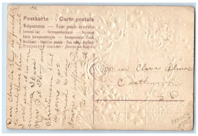 c1910's Greetings From Poinsett Winter Embossed Arkansas Correspondence Postcard