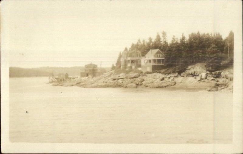 Waterfront Homes 1928 Ocean Point ME Cancel Real Photo Postcard