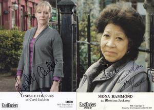 Carol & Blossom Jackson BBC Eastenders 2x Hand Signed Cast Card Photo s