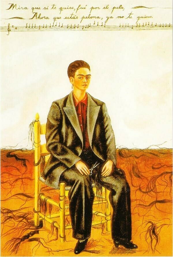 Self-Portrait with Cropped Hair by Frida Kahlo Art Postcard | Topics ...