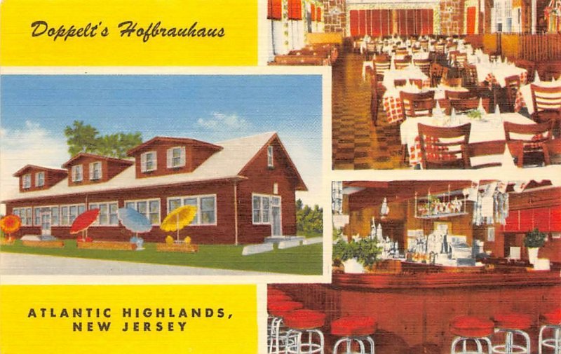Doppelt's Hofbrauhaus Atlantic Highlands NJ Roadside New Jersey Postcard c1940s