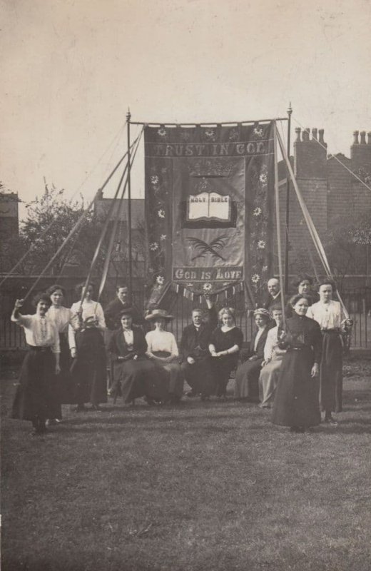 Maypole Religious Whitsun Morris Wicker Man Dancing Antique Real Photo Postcard