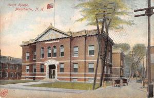 Manchester New Hampshire Court House Street View Antique Postcard K33647