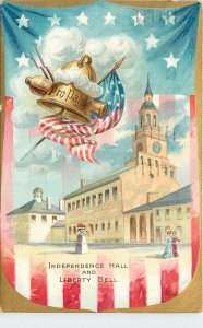 4th of July Greeting Tuck 109 Embossed Postcard Independence Hall Liberty Bell