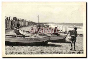 Old Postcard Bernieres sur Mer Panoramic view Taking the Entrance to the Beach