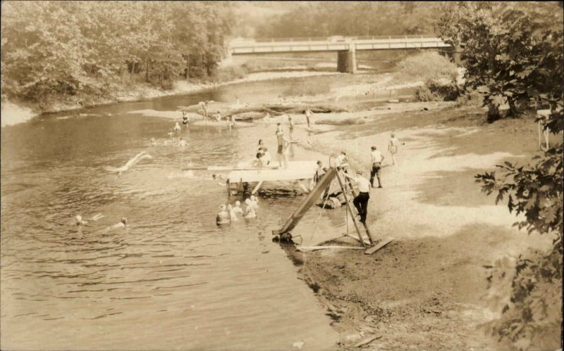 Swimming at River Stroudsburg PA Cancel Real Photo Postcard 1947