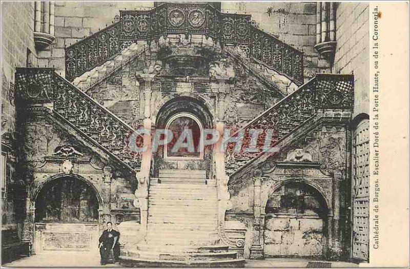 'Old Postcard ''Cathedral of Burgos staircase Dore Upper door or Coroner ia'