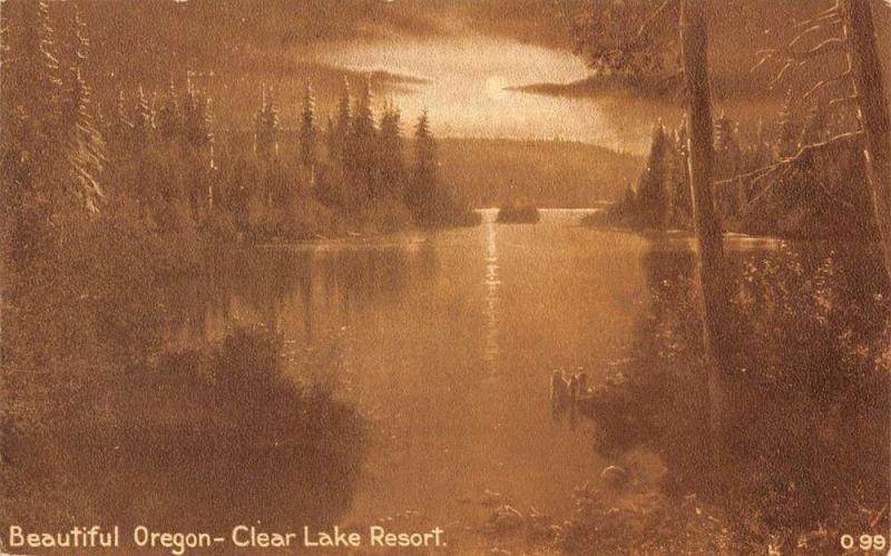 Clear Lake Oregon Resort Waterfront Scenic View Antique Postcard K86438