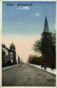 germany, DÜLKEN VIERSEN, Bahnhofstrasse mit Synagoge, Synagogue Judaica (1910s)