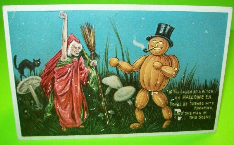 Halloween Postcard Anthropomorphic Anglo-American Original 876 Goblin Creature