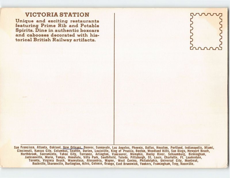 Postcard Victoria Station, Purveyor Of Prime Rib & Potable Spirits