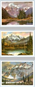 3 Postcards FREDERIK PRIDDAT Artist Signed CANADIAN ROCKIES Mountains 4x6