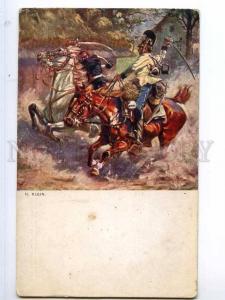 245044 WAR Soldiers on HORSE Battle by H. KLEIN Vintage PC
