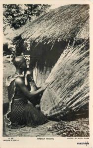 1920s African Village Woman Basket Maker Ethnic Lennons RPPC real photo 6396