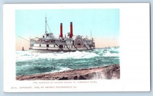 Postcard Steamer Algerian Lachine Rapids St. Lawrence River 1905 Vintage Antique