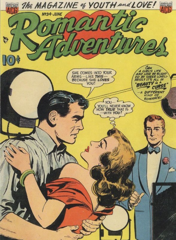 Romantic Adventures 1950s Comic Book Beauty Is A Curse Postcard