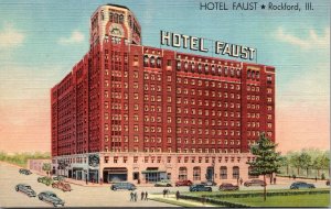 Linen Postcard Hotel Faust in Rockford, Illinois~132414