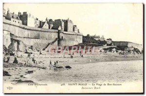 Old Postcard Saint Malo Plage De Bon Secours