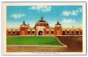 Akron Ohio Postcard View Airport Terminal Building Exterior 1940 Antique Vintage