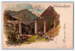 South Tyrol Italy Postcard Franzensfeste Village Train Locomotive Railroad 1903