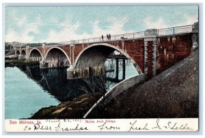 1907 Melan Arch Bridge Des Moines Iowa IA Antique Baker-Trisler Co. Postcard