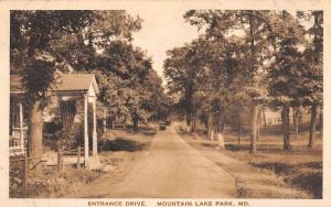 Mountain Lake Park Maryland Entrance Drive Residential Antique Postcard K19693