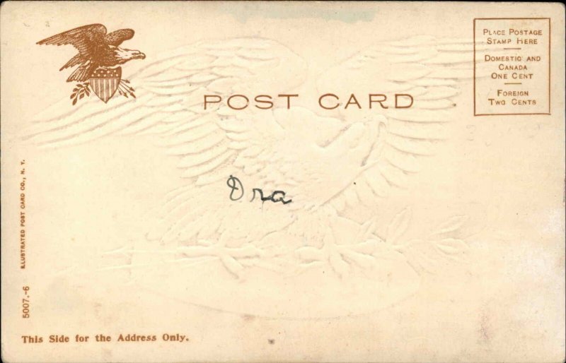 American Eagle Arrows Shield on Earth Globe c1910 Embossed Postcard