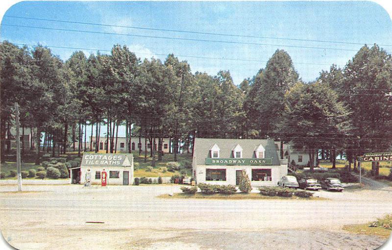 Abingdon VA Broadway Oaks Gas Pumps Station Drive-In Old Cars Postcard