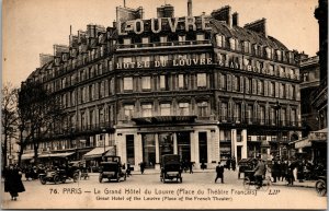 Vtg 1910 Great Hotel of the Louvre Place of French Theatre Paris France Postcard