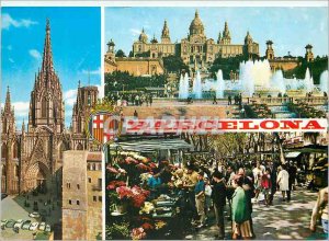 Postcard Modern Barcelona Catedral P National Ramblas de las Flores