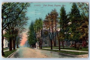 1918 Eugene Oregon Vintage Postcard Oak Street Road Exterior View Trees Posted
