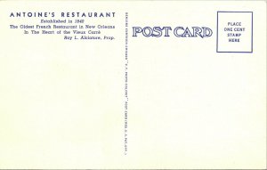 Antoine's Restaurant St. Louis St. New Orleans Louisiana Linen Postcard