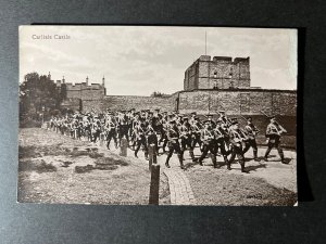Mint England RPPC Postcard Military Carlisle Castle Soldiers March Infantry