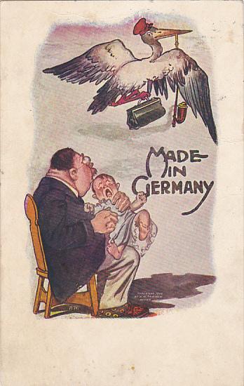 Flying Stork With Father Holding Baby Made In Germany 1907