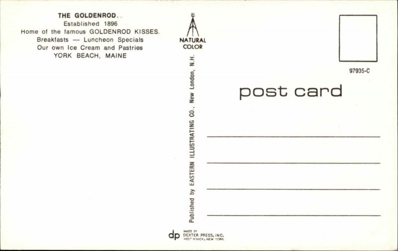 YORK BEACH ME Goldenrod Restaurant Old Postcard