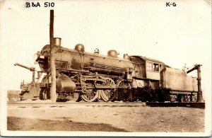 Postcard MA Allston RPPC Real Photo Boston & Albany Locomotive No. 510 1922 L3