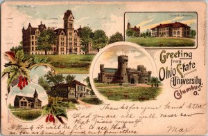 Greetings From The Ohio State University Multi View Antique Postcard KJ8