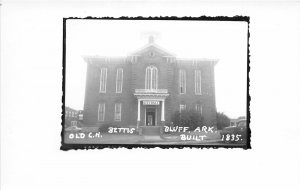 G77/ Bettis Bluff Arkansas RPPC Postcard c50s Old Court House