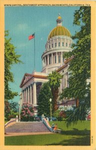 c1940 State Capitol Building Sacramento California Linen  Stanley Piltz Postcard